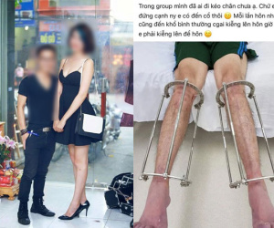 Chiều cao chỉ đủ đứng đến cổ bạn gái, nam thanh niên đòi đi kéo chân để 'hôn cho tiện', cư dân mạng xúm vào ném đá: Kéo xong mất vợ rồi ngồi mà khóc!