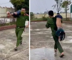 Thượng uý công an bế ngược cháu bé đuối nước chạy quanh sân, cứu sống thần kỳ