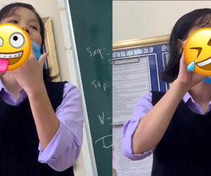 Cô giáo dạy về hình trụ nhưng không có gì làm ví dụ bèn lấy một thứ ra, học trò nhìn xong chắc chẳng còn tâm trí học hành