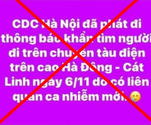 CDC Hà Nội bác bỏ tin đồn 'tìm người trên chuyến tàu Cát Linh - Hà Đông ngày 6/11'