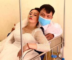 Đợi cả mùa dịch mới được cưới, đúng ngày lên xe hoa cô dâu Nghệ An khiến 2 họ sợ tái mặt bế gấp vào trạm y tế