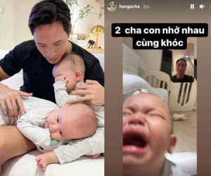 Hà Hồ xót xa vì cảnh ông xã Kim Lý và con trai Leon nhớ nhau đến phát khóc