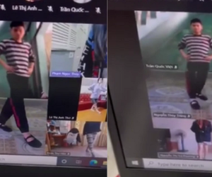 Đang học online, cặp đôi nam nữ 'kết hợp' với nhau thành một người khiến cô giáo cả lớp bật cười vì quá 'vi diệu'