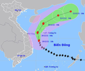Bão số 9 cách Quảng Ngãi-Bình Định khoảng 180 km, đảo Lý Sơn gió giật cấp 9