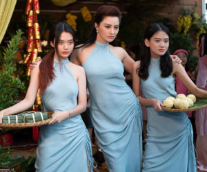Vũ Thu Phương lên đồ lộng lẫy cho các con, ông xã đại gia hiếm hoi xuất hiện cùng gói bánh chưng ngày cuối năm