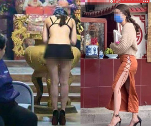 Đi lễ chùa đầu năm, nhiều cô gái trẻ diện trang phục hớ hênh khiến ai cũng ngán ngẩm