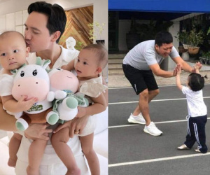 Hội các 'ông bố bỉm sữa' của Vbiz: Kim Lý một nách hai con, Trường Giang chơi đùa cùng ái nữ đến 'toát mồ hôi'