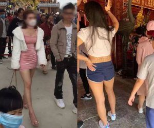 Muôn kiểu đi chùa 'lộ trên hở dưới' đầu năm người nhìn la oai oái