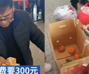 Ăn 30kg cam trong chưa đầy nửa tiếng để tránh bị đánh cước hành lý