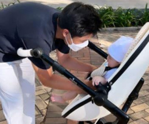 Thiếu gia Phan Thành và vợ tiểu thư hiếm hoi đưa con trai xuống phố, chỉ một chi tiết cũng khiến dân tình ghen tỵ về độ giàu có