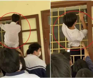 Không có chìa khóa mở cửa phòng học, nam sinh nảy ra ý định bá đạo để 'giải cứu' cả lớp