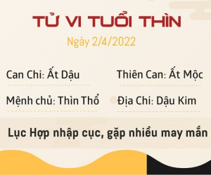 Tử vi thứ 7 ngày 02/04/2022 của 12 con giáp: Dần đề phòng hao tài sản, Thìn đón tài lộc
