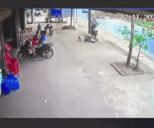 Bàng hoàng khoảnh khắc nam thanh niên lái xe máy đâm gãy đôi cây xanh bên đường