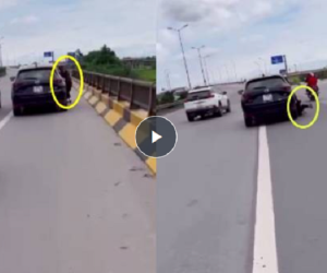 Clip cô gái đu cửa ô tô giữa cao tốc, khoảnh khắc rơi xuống đường khiến dân tình thót tim