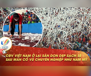 CĐV Việt Nam dọn sạch sẽ sân Việt Trì sau màn ném giấy vệ sinh đẹp như ở Nam Mỹ