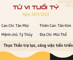 Tử vi thứ 4 ngày 18/05/2022 của 12 con giáp: Tý được Thực Thần trợ lực, Hợi cẩn thận mất chức