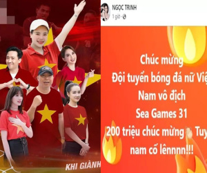 Trao thưởng bóng đá, Ngọc Trinh bị chỉ trích 'trọng nam khinh nữ'