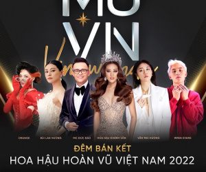 MC Đức Bảo và Hoa hậu Khánh Vân dẫn chương trình bán kết Hoa hậu Hoàn vũ Việt Nam 2022
