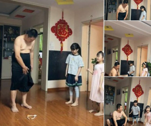 Bố dạy 2 con gái cách nhặt đồ thanh lịch khi mặc váy để không lộ hàng, 'tấm gương' so sánh khiến dân tình cười bò: Tối nay lại ngủ đất rồi bố ơi!