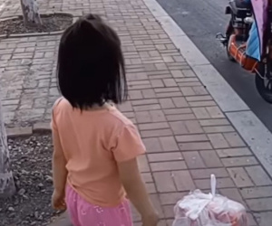 Bé gái đứng ở ven đường suốt 2 tiếng chỉ đổi lấy vài phút gặp một người đặc biệt: Hạnh phúc đơn giản nhất là đây!