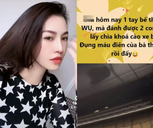 Quế Vân vừa bế con vừa 'đi đường quyền' với kẻ phá xe