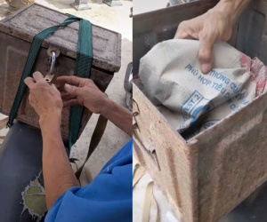 Ông chú 'ngụy trang' 460 triệu bằng bao xi măng bỏ trong thùng sắt cũ đem đi gửi ngân hàng khiến dân tình cảm thán: 'Ai bảo giàu là sướng'