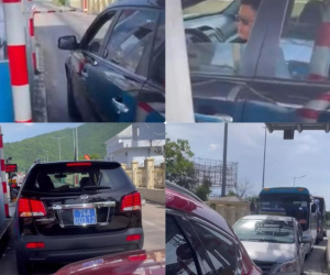 Xe biển xanh không chịu nộp tiền qua trạm thu phí trên đường đi viếng đám tang