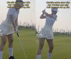 Tiktoker Lê Bống chơi golf mặc siêu ngắn, nhảy nhót suýt lộ điểm nhạy cảm