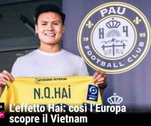 Quang Hải xuất hiện trên nhật báo lớn nhất Italia, được ví von có lối chơi giống cựu tuyển thủ Pháp