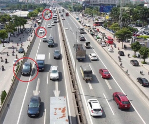 Tước giấy phép lái xe ô tô đi vào làn khẩn cấp trên đường Vành đai 3