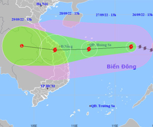 Bão số 4 đang mạnh lên, giật cấp 17 tiến nhanh 20-25 km/giờ vào đất liền