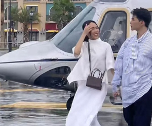 Diệu Nhi - Anh Tú tay trong tay, đi trực thăng tới địa điểm tổ chức hôn lễ