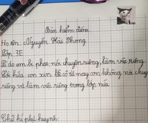 Làm việc riêng trong lớp, cậu nhóc lớp 3 bị phạt viết bản kiểm điểm về xin chữ ký phụ huynh và cái kết khiến ai nấy cười ngã ngửa