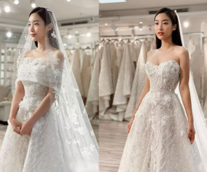 Đỗ Mỹ Linh thử 6 váy cưới để chụp ở châu Âu với con trai bầu Hiển