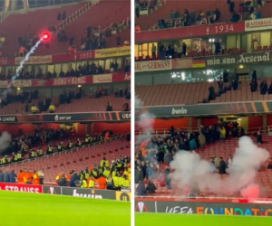 CĐV PSV điên cuồng ném pháo sáng vào CĐV Arsenal