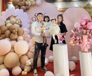 Bùi Tiến Dũng và vợ đại gia tổ chức sinh nhật hoành tráng cho con gái