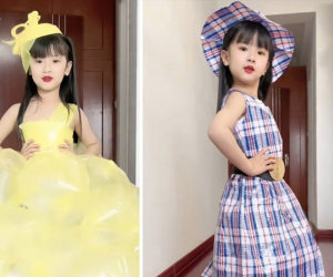Mẹ chế túi rác thành thời trang cho con gái gây sốt cộng đồng mạng