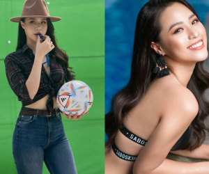 Nữ MC 'Nóng cùng World Cup 2022' từng tặng hoa đội tuyển U23 Việt Nam gây 'sốt' với body gợi cảm