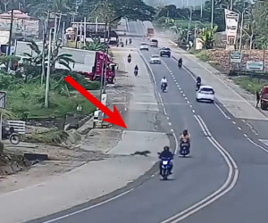 Cả người và phương tiện nhận cú ngã đau sau pha 'thọc bánh xe' từ chú chó qua đường