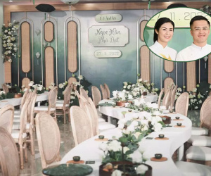 Ngọc Hân ăn hỏi, không gian độc lạ với 500 bông sen trắng