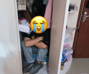 Đang ngồi trong phòng tâm tình cùng bạn trai thì bố đột nhiên quay về, pha 'đào tẩu' sau đó khiến dân tình được phen ngã ngửa