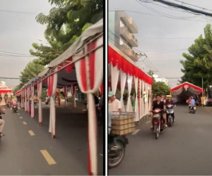Clip: 'Ma trận' rạp đám cưới giữa lòng đường tại TP HCM