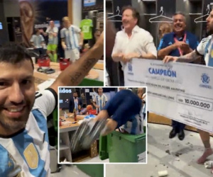 Thành viên tuyển Argentina 'cắm đầu thùng rác' mừng ngôi vô địch