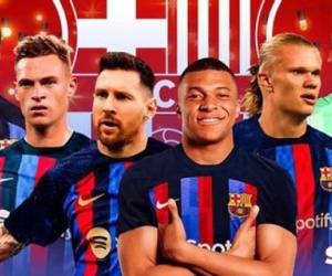 Nợ nần chồng chất, fan Barcelona vẫn mơ siêu đội hình với Messi, Haaland và Mbappe