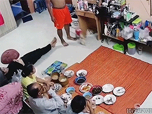 Gia đình 'ngã ngửa' vì mâm cơm bị phá hỏng do hành động vô tình của cún cưng