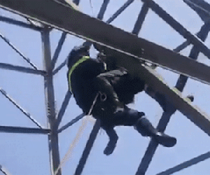 Hà Nội: Cảnh sát giải cứu người phụ nữ leo cột điện cao 25m