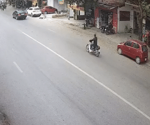 Clip: Thót tim khi cây hơn 10m bật gốc đổ xuống đường đúng lúc 2 cô gái đi xe máy qua
