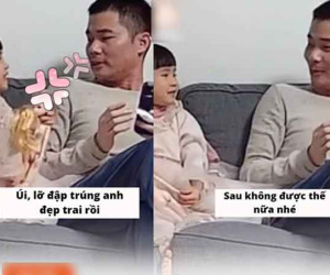 Đang ngồi chơi lỡ tay đập trúng mặt bố, con gái nhỏ nhanh trí nói một câu khiến ông bố đang cáu kỉnh phải bật chế độ 'mặt trời' ngay