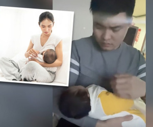 Chồng hướng dẫn vợ cách... cho con bú khiến cả triệu dân mạng Trung Quốc thích thú