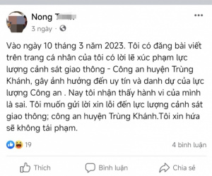 Xử phạt thanh niên xúc phạm lực lượng công an trên mạng xã hội
